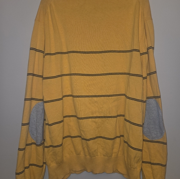 Izod Men's V-Neck Sweater in Yellow with Black Stripes - Picture 2 of 4